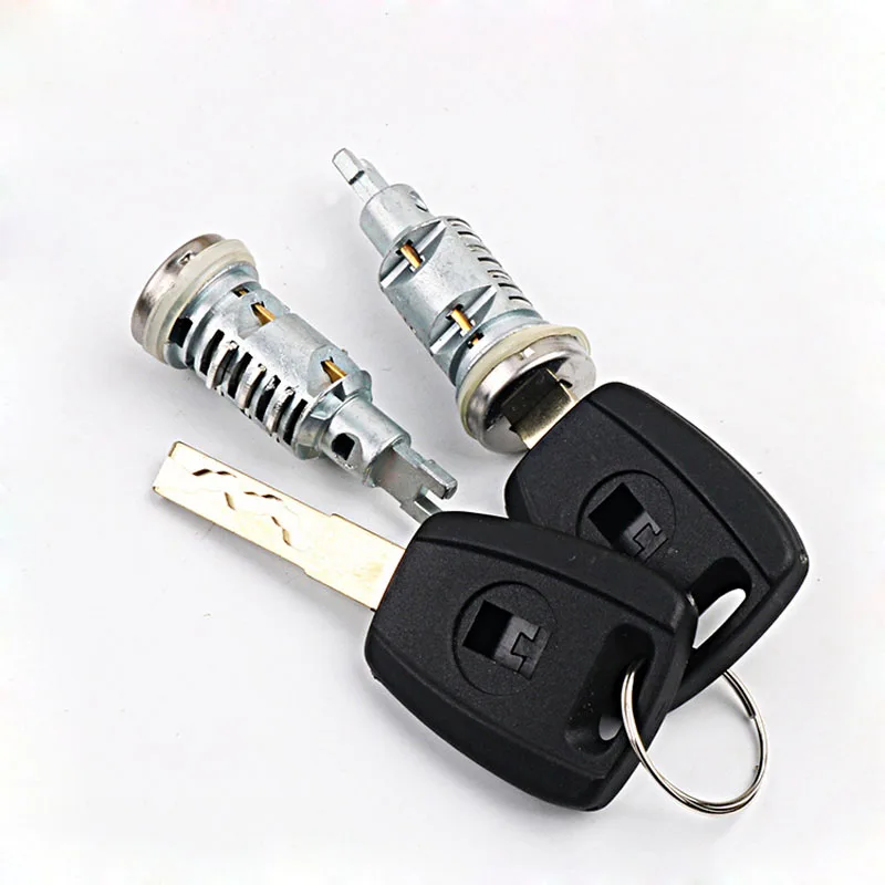 Cilindro Serratura Auto Per Cilindro Serratura Fiat Con 2 Chiavi Lama Chiave Sip22 Nero 2 Serrature + 2 Chiavi