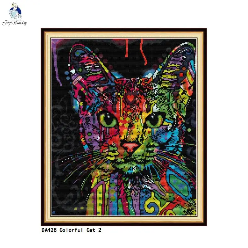 

Joy Sunday Chinese Cross Stitch kits Colorful Cat DMC 14CT 11CT Cotton Fabric Hotel Home Decor Painting Factory Wholesale