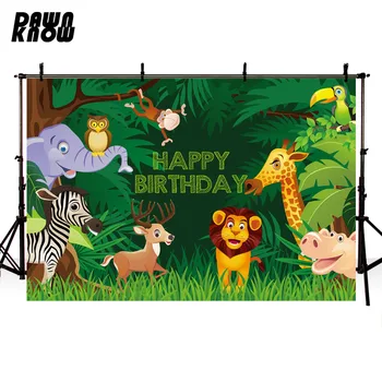 

DAWNKNOW Cartoon Zoo Photography Background Photocall Forest Baby Happy Birthday Party Backdrop Children Photo Studio lv2649