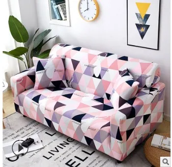 Эластичный чехол на диван растягивающиеся покрытия для мебели клетчатый диван покрытие комнаты диван L форма покрывало на кресло один/два/три/четыре места - Цвет: C