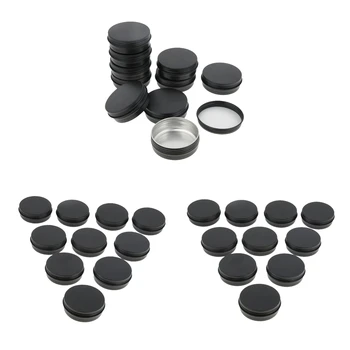 

Pack of 30 Aluminum Tin Boxes with Screw Lid - 2 oz. Round Lip Balm Tin Jars Cosmetic Containers Sample Vials - 60g