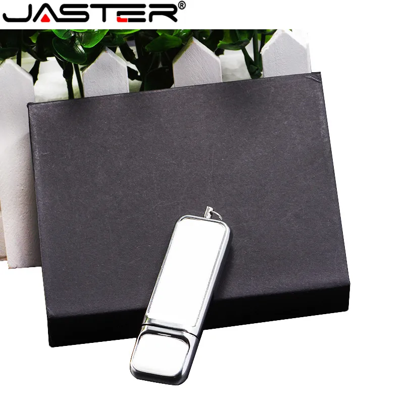 JASTER белый кожаный USB флеш-накопитель USB 2,0 4 ГБ 8 ГБ 16 ГБ 32 ГБ 64 Гб 128 Гб карта памяти с упаковочная черная коробка логотип на заказ