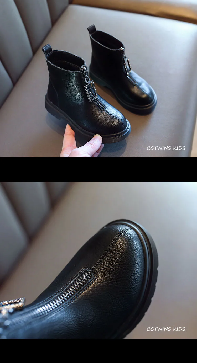 CCTWINS/детская обувь; коллекция года; зимние детские брендовые короткие ботинки; детская обувь из искусственной кожи; модные теплые ботильоны для девочек; FB1826
