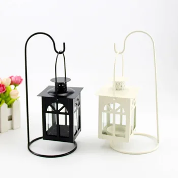 

European Style Candle Holder Wrought Iron Minimalist Windproof Candle Holder Outdoor Latern Candelabros Wedding Decor EB50ZT