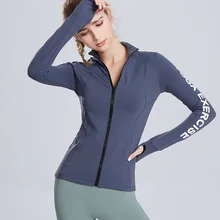 Спортивная куртка для женщин; сезон осень-зима; толстовка на молнии с длинным рукавом и большим пальцем; спортивный топ с буквенным принтом; спортивная одежда для тренировок; Femme