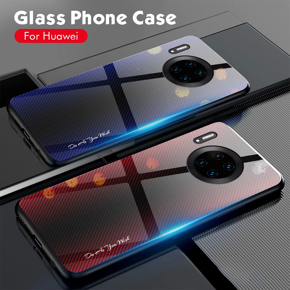 

Eqvvol Gradient Tempered Glass For Huawei Mate 20 30 Pro P20 P30 Lite Stripe Glass Back Cover For Honor 20 8X 9X 10 Cases Capa