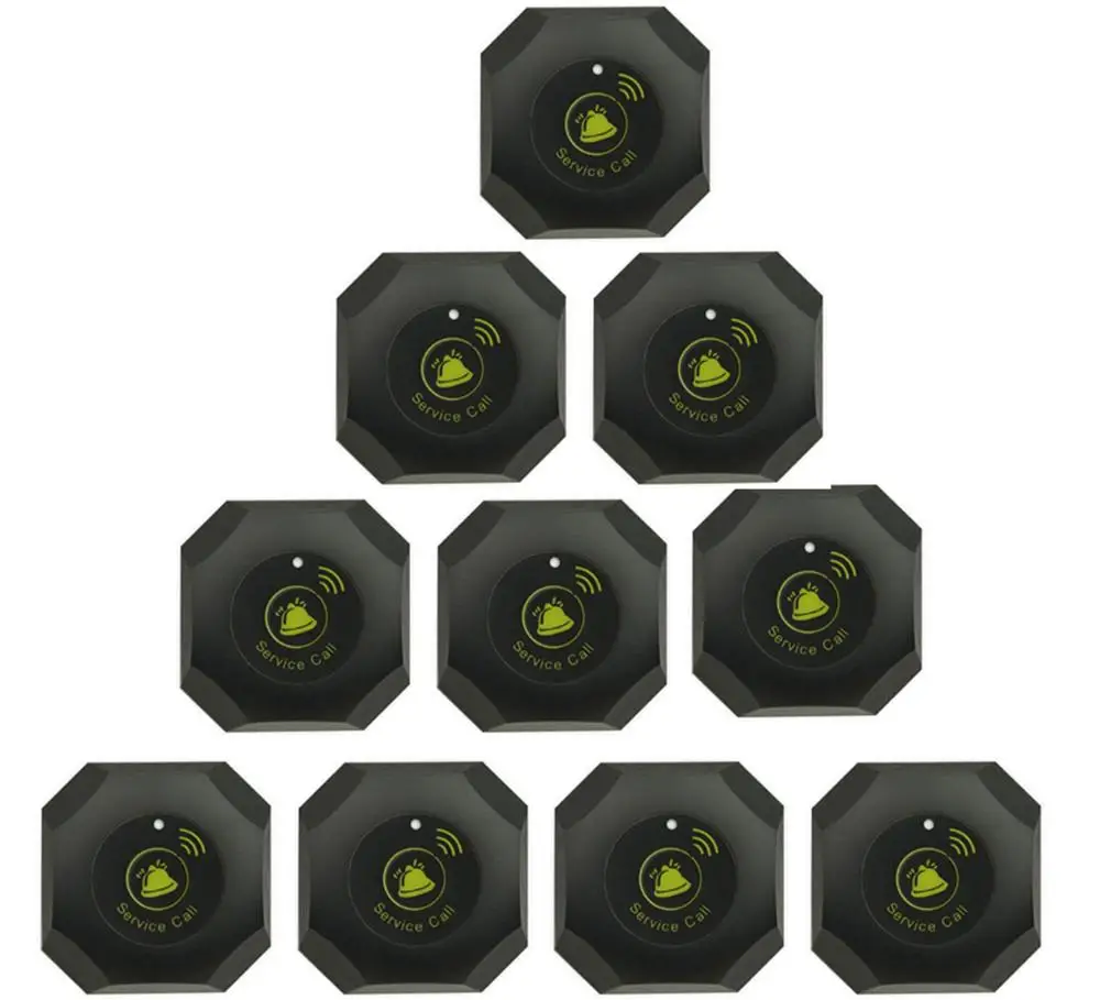 JINGLE BELLS 10 pcs of Quality Restaurant Wireless Guest Calling System Buttons 433mhz Bells Service Cafe wireless calling system