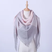 Plaid Color Simple Women's Scarfs Triangular 140*140*210cm Cashmere Warm Autumn Winter Shawls Wraps Scarf for Women