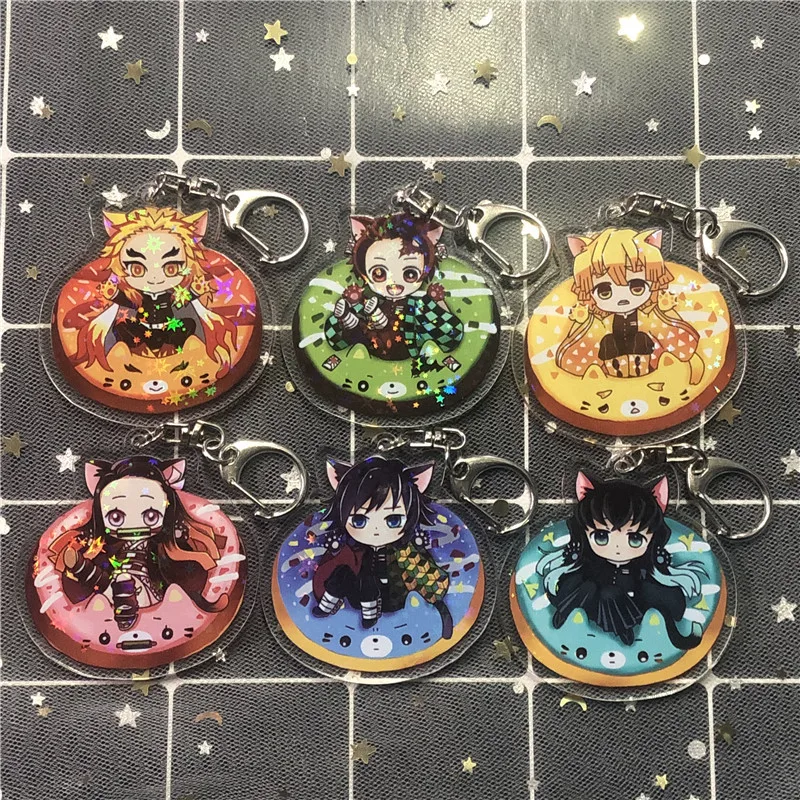

Anime Demon Slayer Kimetsu No Yaiba Kamado Tanjirou Cosplay Keychain Kamado Acrylic lovely key Men Women Chain Keyring New Gift