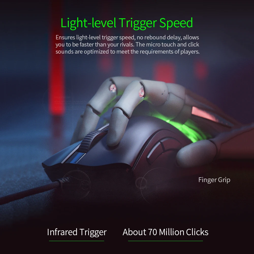 Razer DeathAdder V2 Мини Проводная игровая мышь 8500DPI оптический сенсор PAW3359 Chroma RGB мыши 6