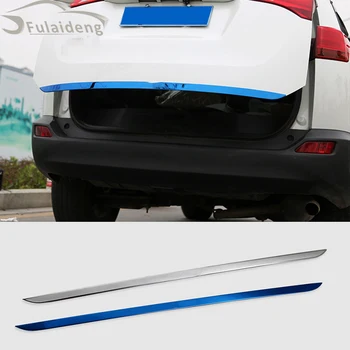 

For Toyota RAV4 2016-2018 Blue/Silver titanium Rear Trunk Boot Door Cover Bar Frame Tail Gate Moulding Trim car styling