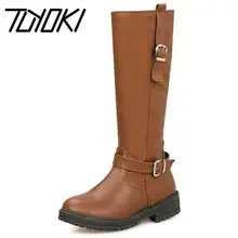 Tuyoki/женские сапоги до колена; зимняя обувь; женские теплые высокие сапоги до колена В рыцарском стиле; модная женская обувь; размер 34-43