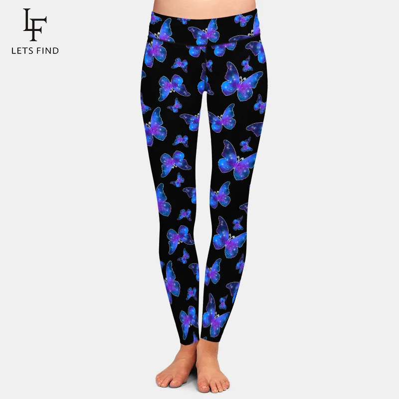 aerie leggings LETSFIND Fashion 3D Blue Butterfly Digital Printing Women Leggings High Waist Soft Fitness Slim Stretch Black Leggings Plus Size spanx leggings