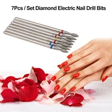 7 ピース/セットダイヤモンド電気ドリルビット研削バリカッターペディキュアマニキュアネイルキューティネイル研磨ツール(China)