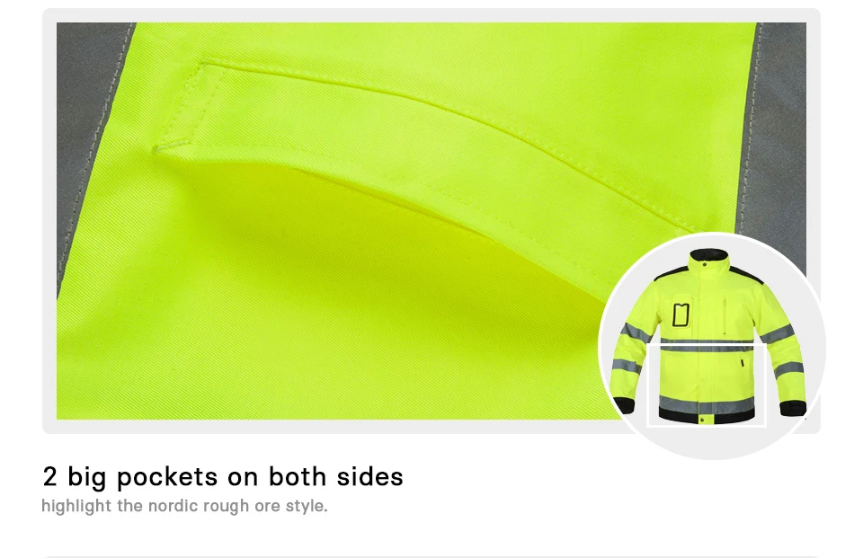 Bauskydd осень флуоресцентный желтый мульти-карманы инструмент комбинезоны функциональная безопасность Светоотражающая рабочая одежда рабочая куртка защитная одежда