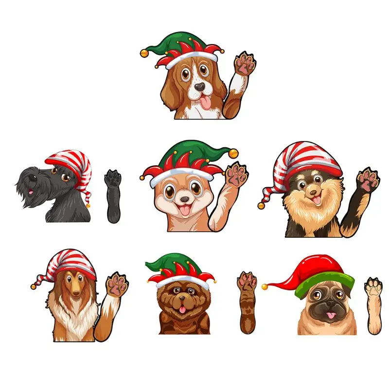 Christmas dog Decoration Tags Decoration Window Car Decals Wiper Sticker A6HE