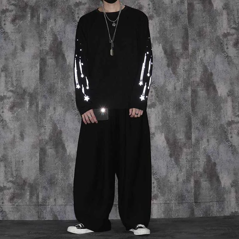 NiceMix Harajuku светоотражающий принт с длинным рукавом корейская мода Женская одежда roupas Свободные повседневные футболки Весенние новые женские топы