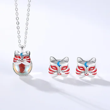 

Valentine's Day Crystal 925 Sterling Silver Necklaces Earrings Set For Women Zephyr Original Mask Aurora Pendant Jewelry Sets