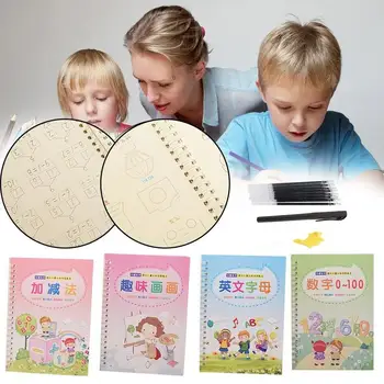 

1 Set Learning Number Words Concave Magic Writing Paste English Book Handwriting Practice Children Kids Educational Copyboo Y8H4
