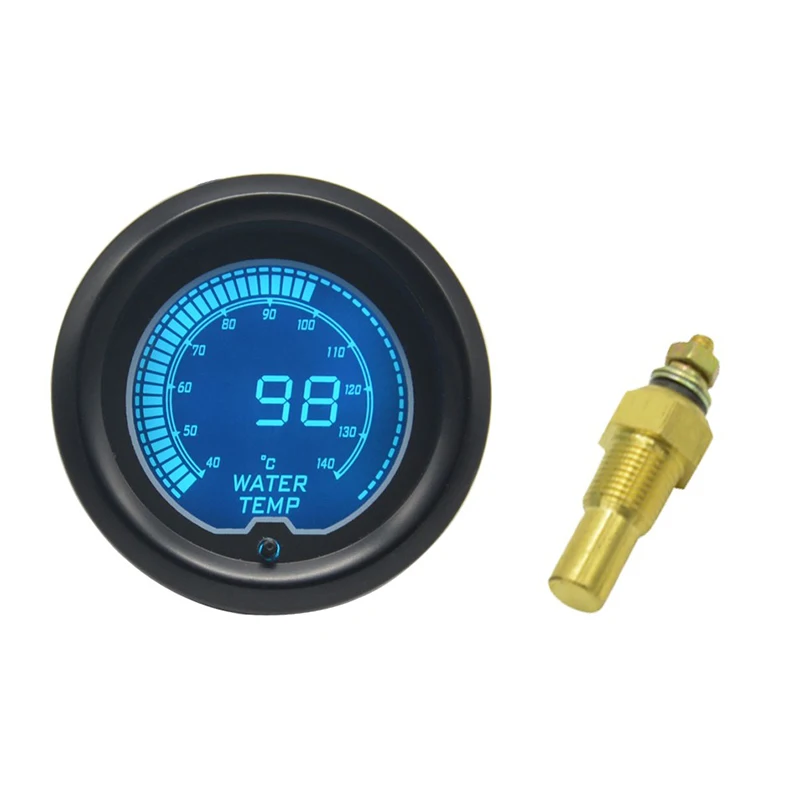 Dragon gauge 52 мм(2 дюйма) Автомобильный датчик температуры воды ЖК-дисплей 7 цветов подсветка цифровой измеритель температуры Unit40~ 140 Цельсия с Senson - Цвет: Армейский зеленый