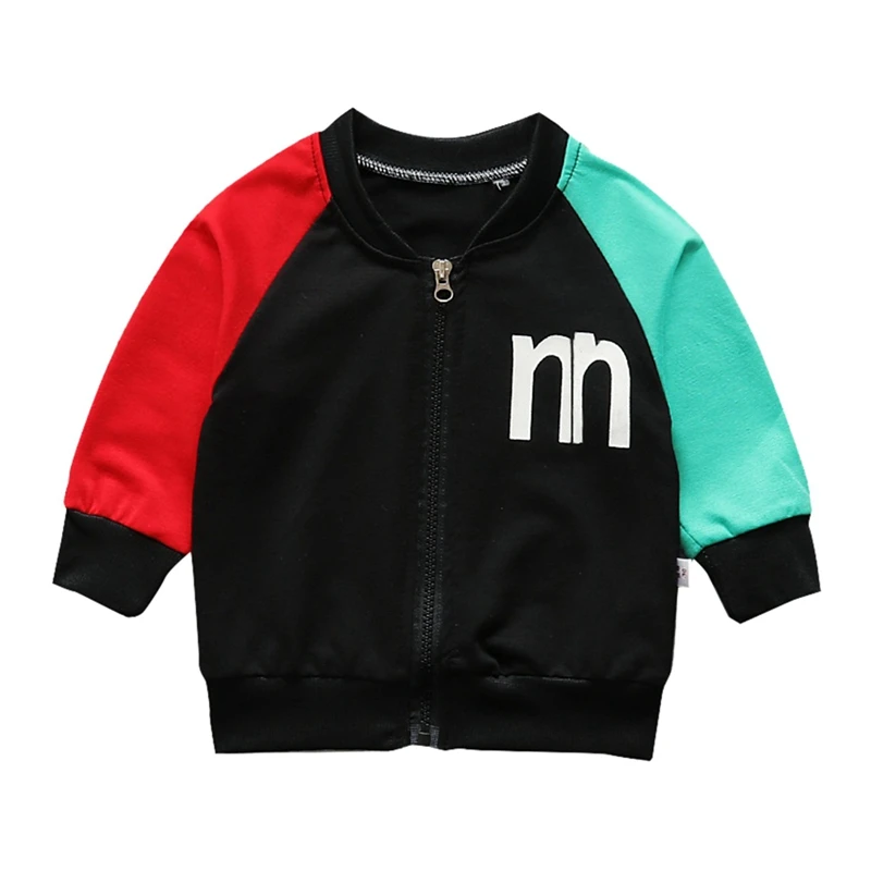 incredible  Winter Baby Clothes Casual Alphabet Cotton Pattern Zipper Patchwork Color Outfits Outerwear Jacket