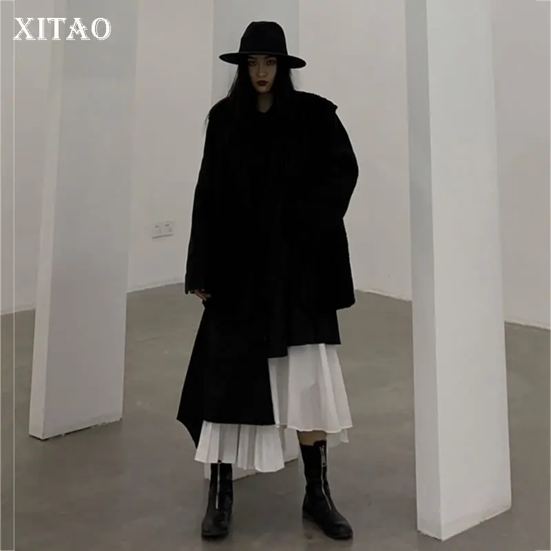 XITAO черное необычное платье Модное Новое повседневное Элегантное маленькое Свободное платье с длинным рукавом и одной грудью зимнее свободное платье GCC3017