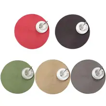 

Round Woven Placemat Dining Table Mat Disc Bowl Pad Coaster Waterproof Decor