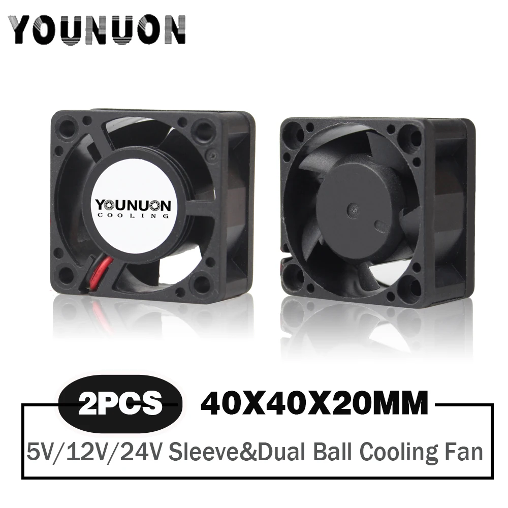 2 Pieces 40mm 40x40x20mm Cooling Fan DC 5V/12V/24V Dual Ball &Sleeve Bearing Cooling Cooler Fan for 3D Printer Cooling 4020 Fans