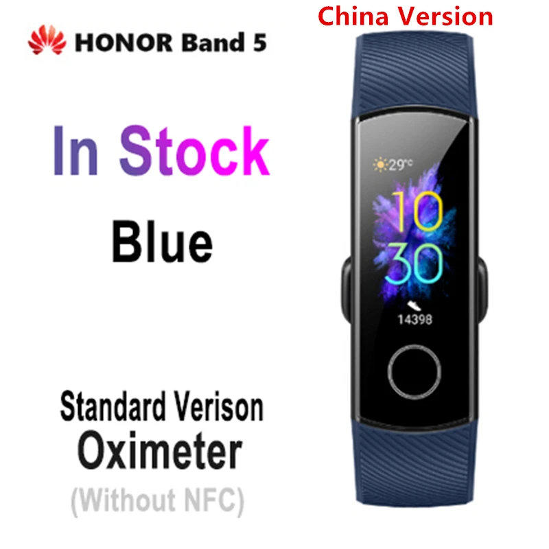Blue Band CN Huawei honor band 5 напульсники AMOLED экран honor умные часы кровяной кислород сердце яж фитнес сон Плавание Спорт трекер - Цвет: Blue Band CN