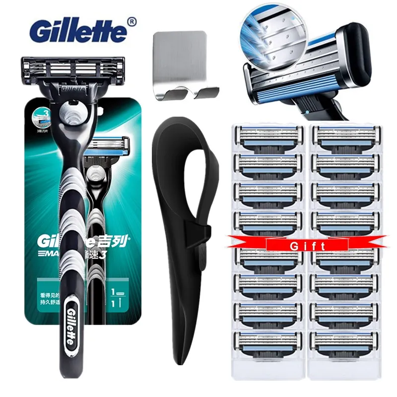 

Gillette Mach 3 Men Shaver Razors Machine for Shaving Blade Mach 3 Layer Cassettes for Shaving Rubber Sleeve and Hook