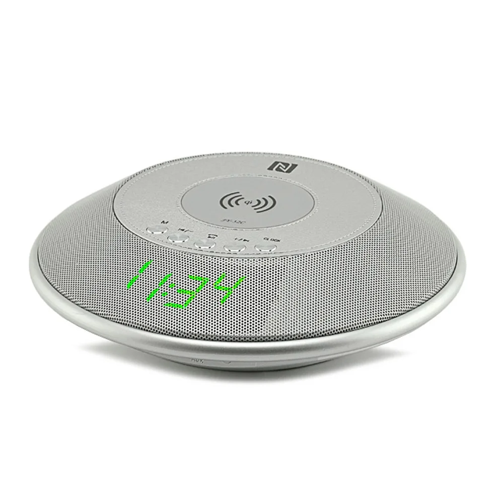 Беспроводной Bluetooth динамик QI Беспроводное зарядное устройство с fm-радио NFC будильник для iPhone samsung FKU66