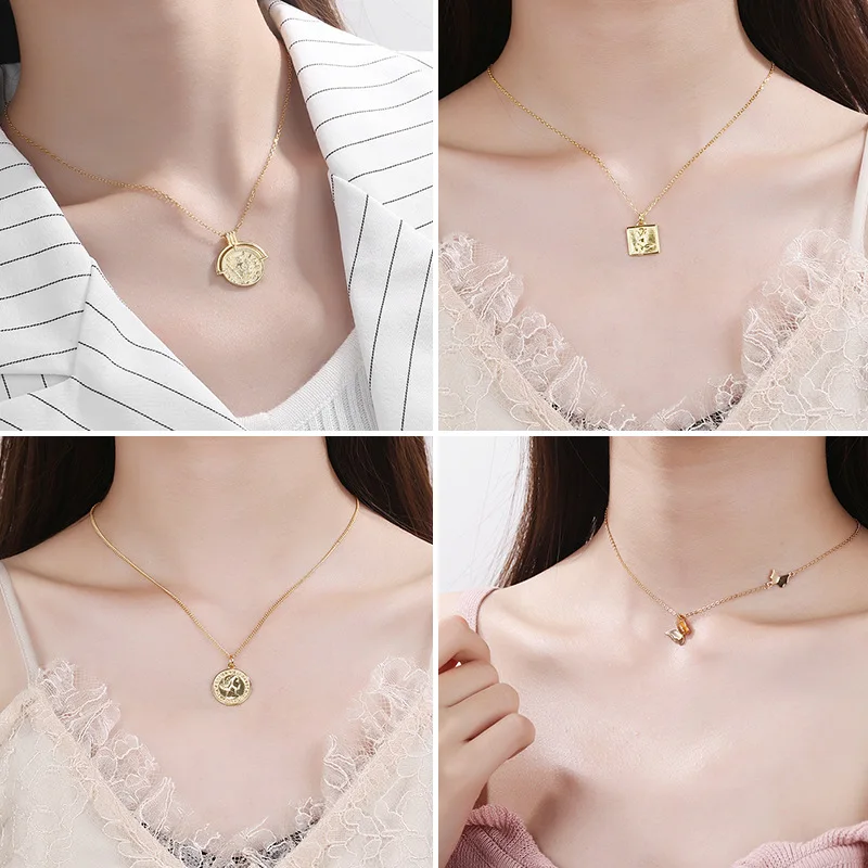 Leouerry, 925 пробы, серебро, 14 стилей, ожерелье с монетами, 18 K, Золотая серия, ожерелье с подвеской, для женщин, новинка, серебро 925, ювелирное изделие