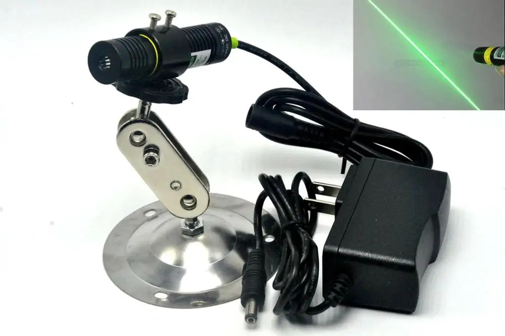 

Focusable 532nm 50mw Green Laser Diode Module Line Beam Positioning Lights w 5V Power Adapter & 18mm Heatsink Holder