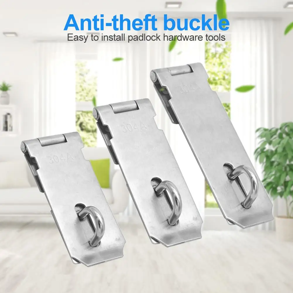 Anti Theft Padlock Clasp Gate Hasp Staple Stainless Steel Easy Install Door Lock Shed Latch Household Burglar-proof Hardware afbeelding