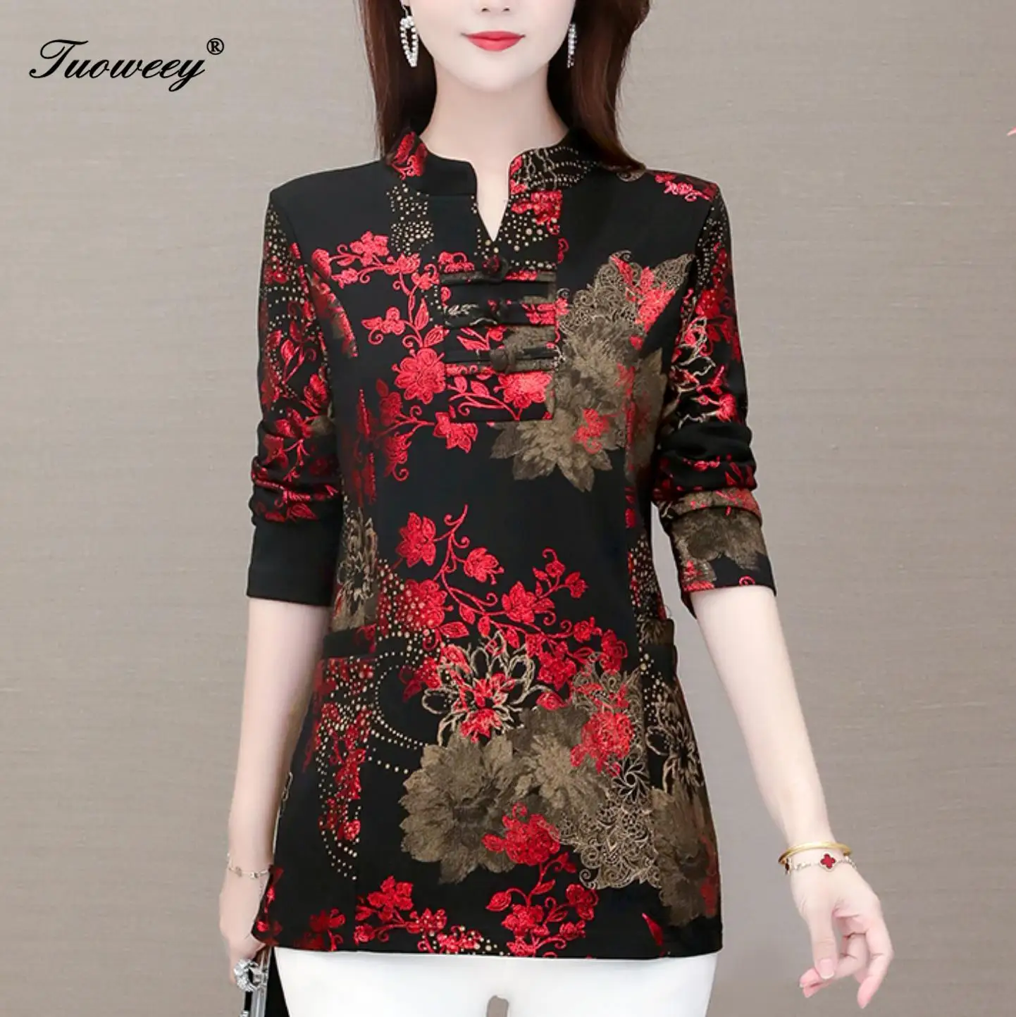

5XL plus size Women vintage Blouses plus size Fashion autumn long Sleeve Shirt Female O neck tops camisas mujer elegant