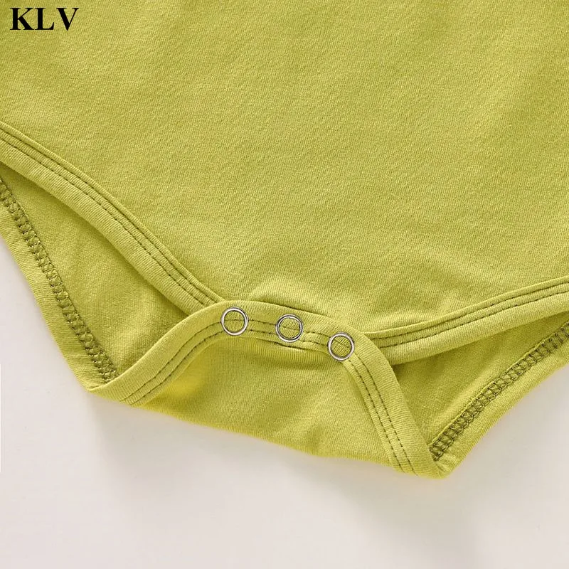 KLV одежда из 3 предметов для маленьких девочек, комбинезон с длинными рукавами и оборками с буквенным принтом+ штаны с цветочным принтом+ повязка на голову, Одежда для новорожденных 0-18 месяцев