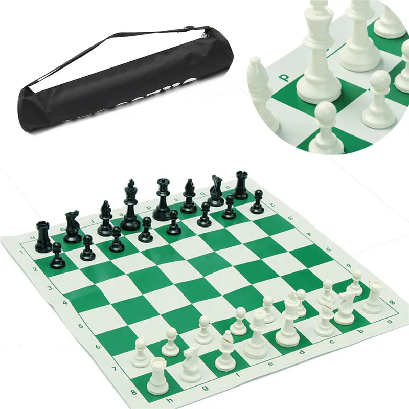 Details about   Traditional Chessboard Set Tournament Club with Green Roll-up Board & Bag Chess 