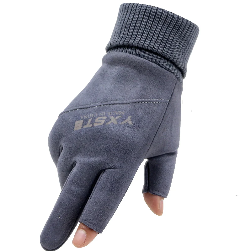 Длинный Хранитель зимние мужские перчатки из замши с полным пальцем Два без пальцев открытая спортивная рыбалка фитнес Guantes теплые ветрозащитные варежки