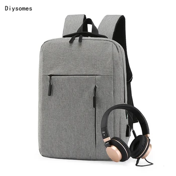 

Diysomes Usb Backpack Casual Business Men'S Bag Notebook Backpack Solid Color Neutral/For Both Men And Women Sandwich Pocket
