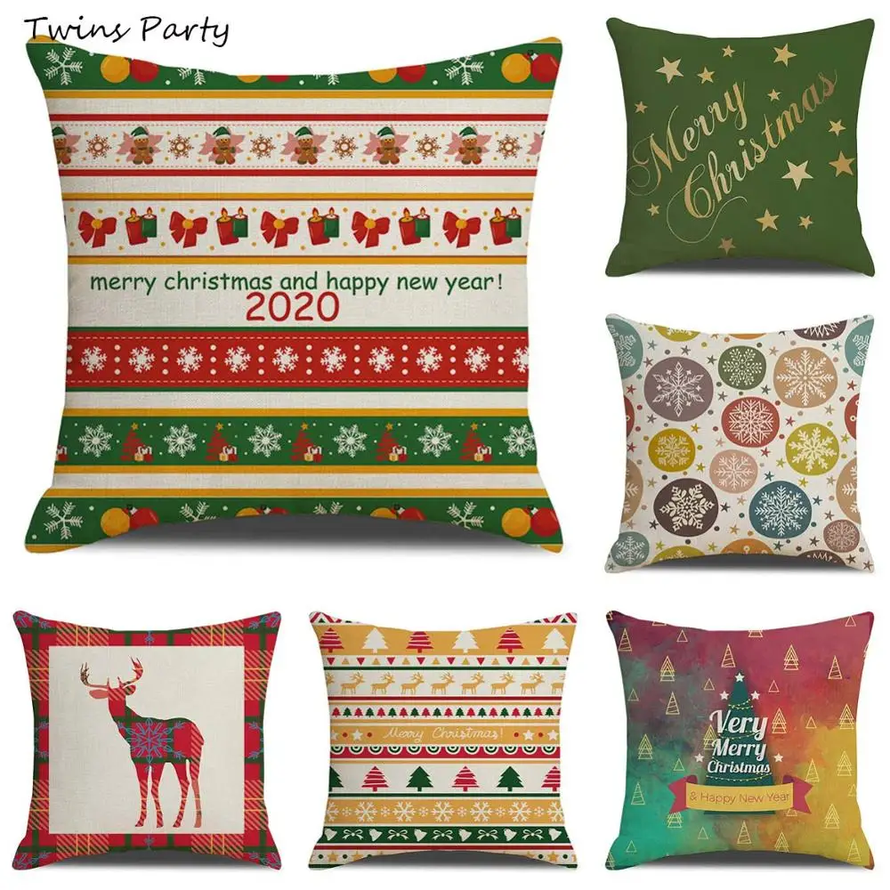

Twins 45*45cm Christmas New Year's Pillow Cover Christmas Santa Claus Cushion Cover Decorative Pillows Cover For Sofa Seat