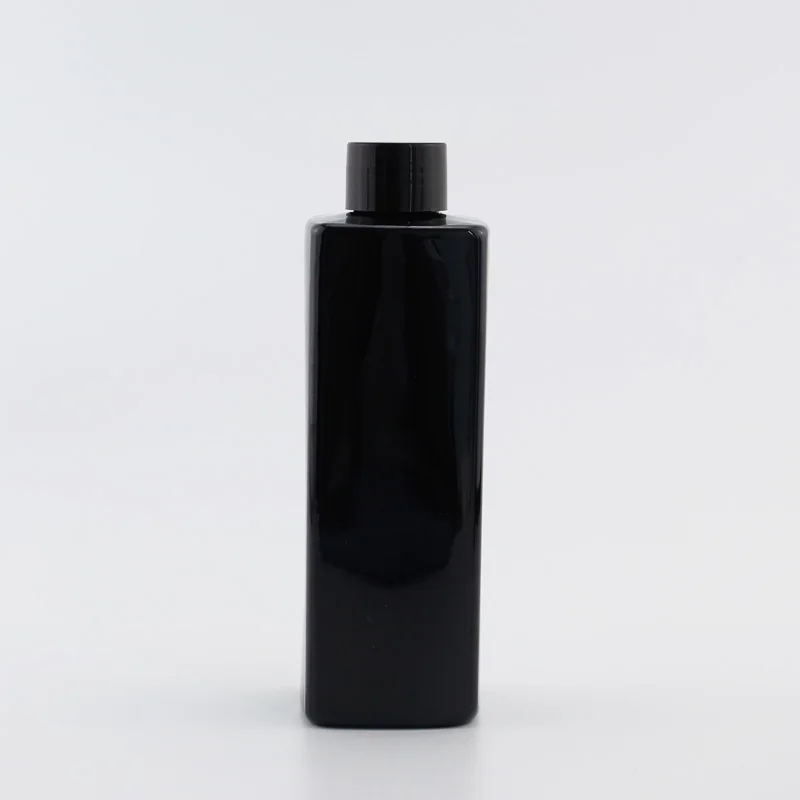 250 мл прозрачные квадратные пустые пластиковые косметические бутылочки контейнеры с крышками, 250cc Массажная упаковка масла ПЭТ бутылки - Цвет: Black Bottle Black