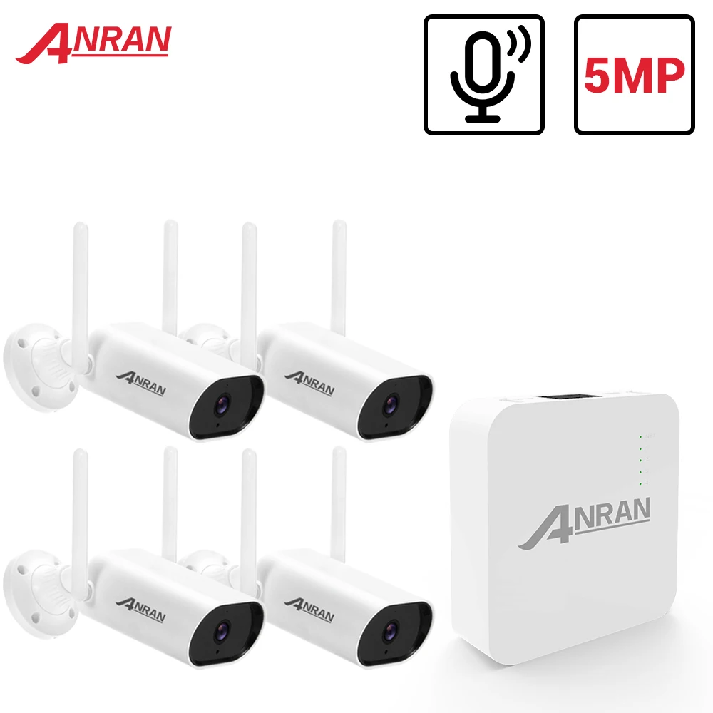 ANRAN Mini 5MP Security Camera System Kit Audio Record IP Camera IR CCTV Video Surveillance NVR Set Outdoor Waterproof Cameras