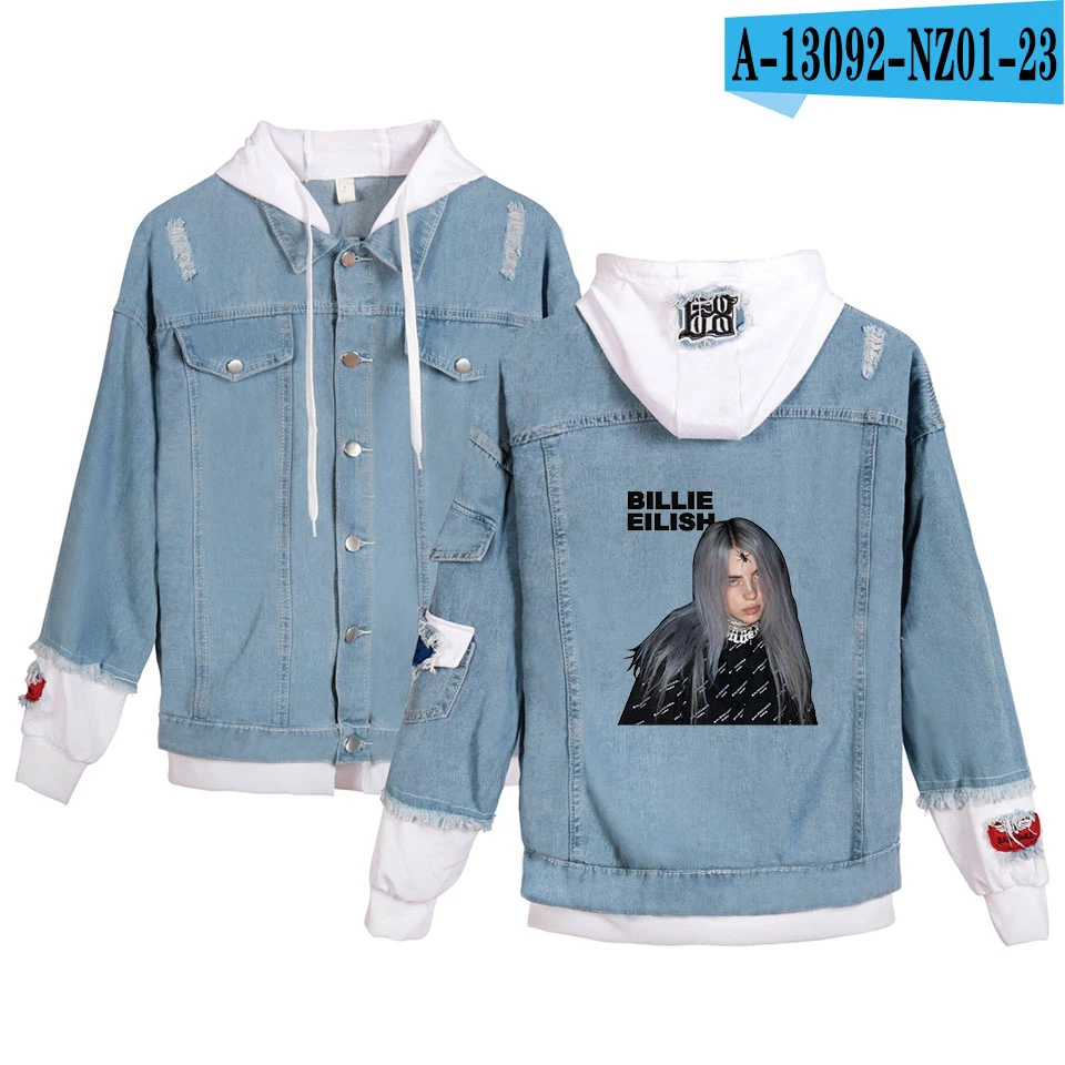 FRDUN TOMMY Billie Eilish Jacket Denim jacket coat Fashion Women/men Spring Autumn Casual Denim Basic Jackets - Цвет: As shown