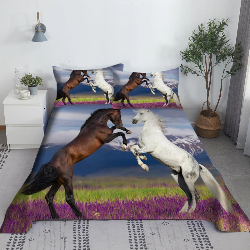 Feelyou Conjunto de lençóis de cavalo 3D para corrida e cavalo, para  crianças, meninos, adultos, vida selvagem, jogo de cama com estampa de  animais, luxuoso, hipoalergênico, durável, coleção de quarto, 3 peças