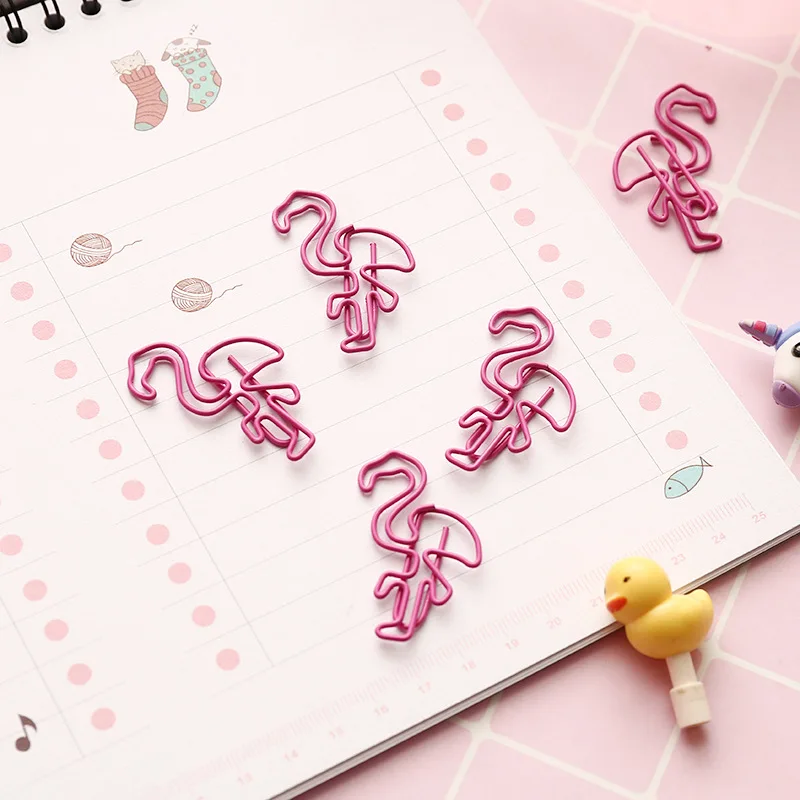 8 шт./лот Закладка в виде сладкого розового фламинго металлический зажим для