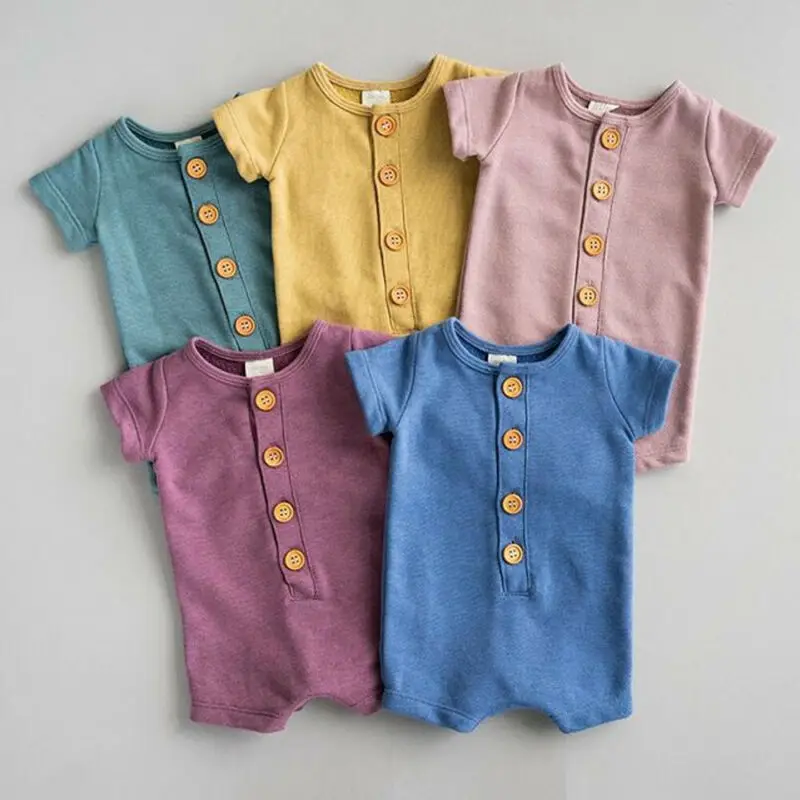 Одежда для новорожденных; летние комбинезоны с короткими рукавами для маленьких девочек; однотонные Комбинезоны для маленьких мальчиков; Цвет зеленый, розовый, желтый; Одежда для новорожденных; Комплект для младенцев