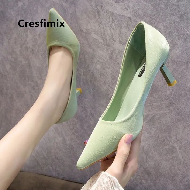 

Cresfimix women fashion sweet green slip on high heels lady sexy party night club black high heel pumps szpilki damskie a5514