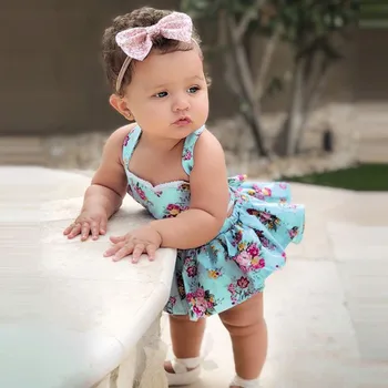 

Baby Dresses For Girl Newborn Infant Baby Girls Dress Backless Lacing Floral Clothing Print Romper Dress Sundress