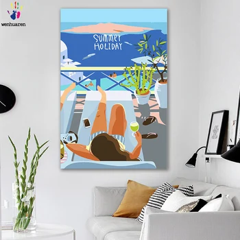 

DIY colorings pictures by numbers with color Colourful Four seasons color picture drawing painting by numbers framed Home