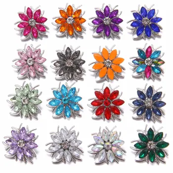 

5pcs/lot New Snap Jewelry Crystal Flower Heart Snap Button for Women Fit 18mm 20mm Snap Buttons Jewelry Snaps Necklace